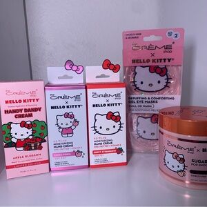 Hello Kitty CRÈME Bundle Hand Cream Body Scrub Eye Masks Apple Peach Strawberry